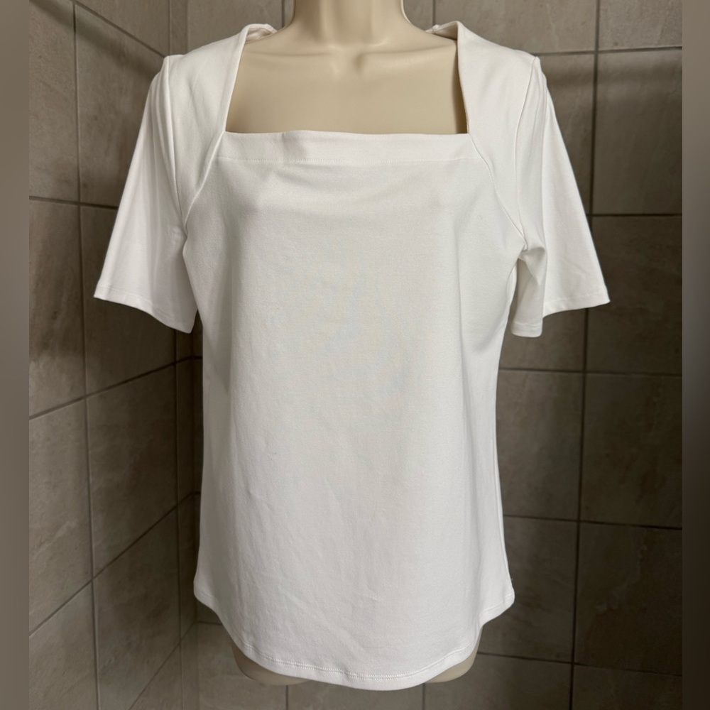 NWT Ann Taylor Factory white short sleeved top, size Large
